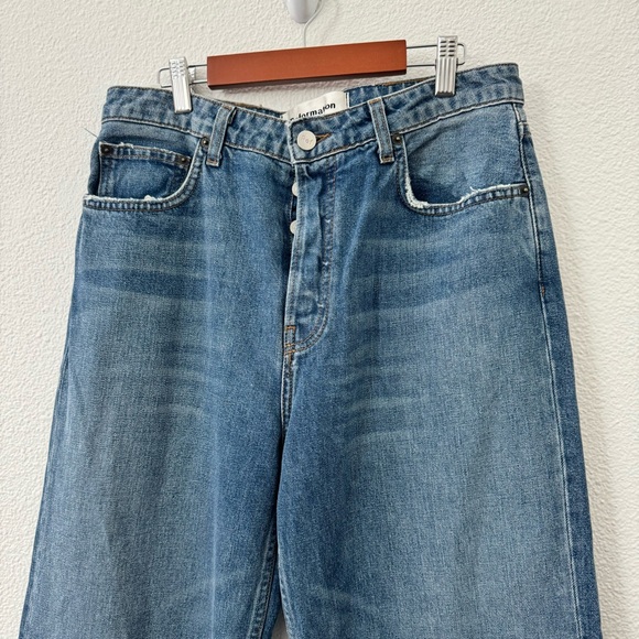 Reformation Fawcett Jean Celtic Denim Relaxed Wide Fit Raw Hem High Rise size 30 - Picture 2 of 8